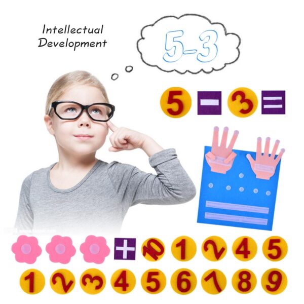 Montessori - Brinquedos educacionais de matemática - Números de dedos de feltro