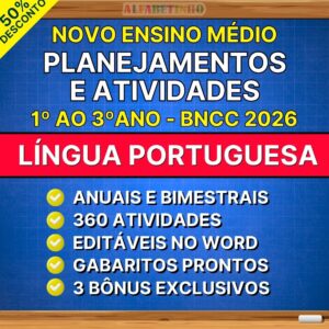 LÍNGUA PORTUGUESA - Planejamentos de aulas e Atividades Prontas para professores do Ensino Médio - BNCC 2026